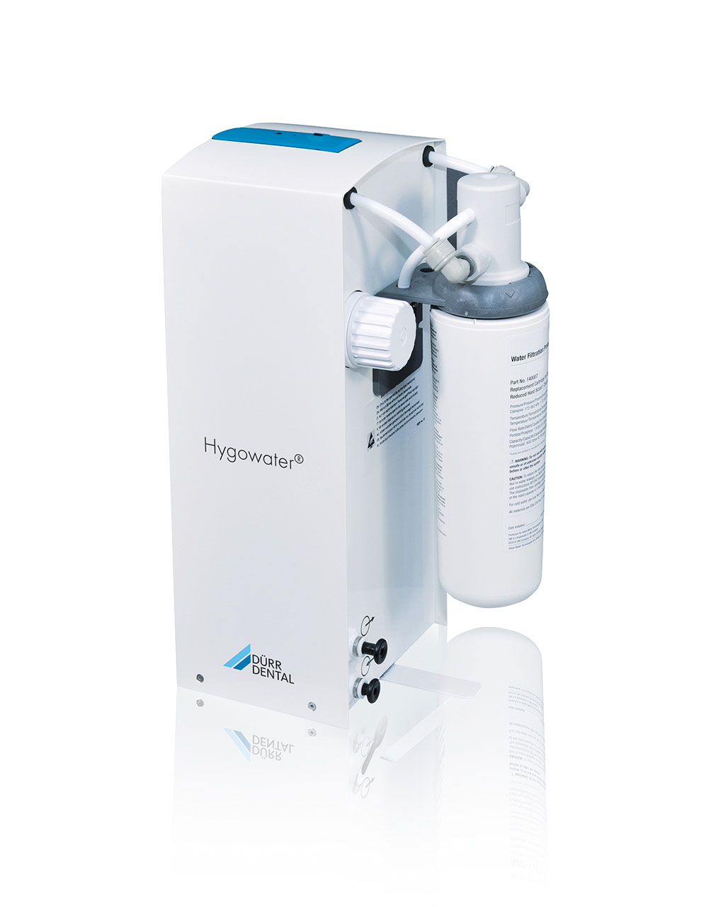 Der Hygowater Compact: wie der Hygowater eine dezentrale Variante für bis zu zwei Behandlungseinheiten, nur ohne die freie Fallstrecke nach DIN EN 1717 (d.h. der Rückfluss-Schutz wird anderweitig sichergestellt).