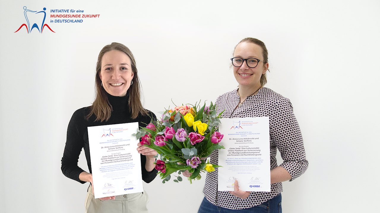 Präventionspreis 2021, 2. Preis (von links): Simone Steffens, Dr. Anna-Lena Hillebrecht, Universitätsklinikum Freiburg